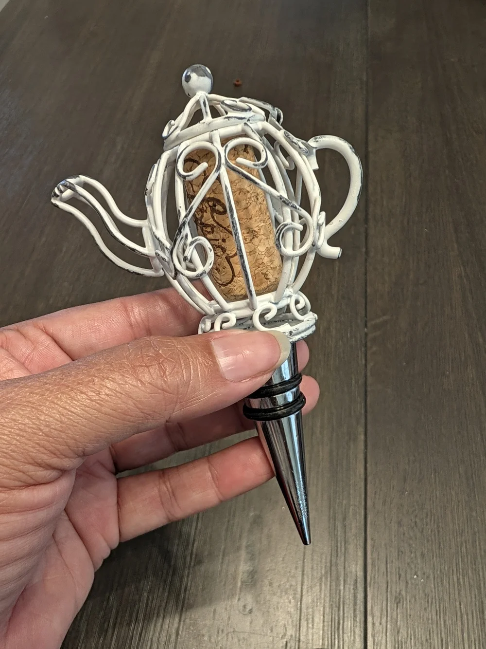 Decorative White Wine Cork Teapot Bottle Stopper